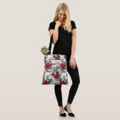 Tote Bag Belles pointes rouges et fleurs blanches (Sur le modèle)