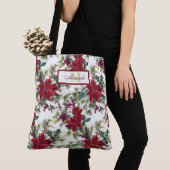 Tote Bag Belles pointes rouges et fleurs blanches (De près)