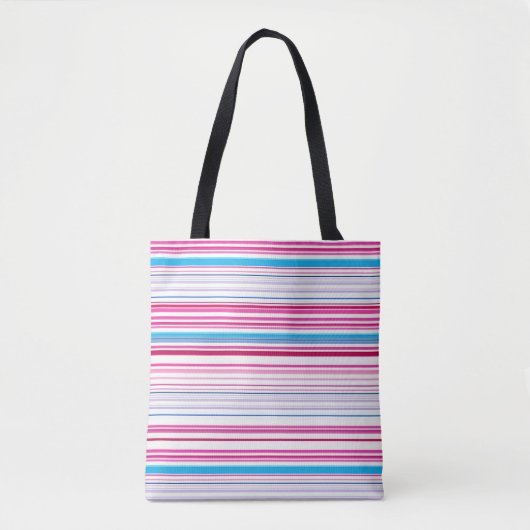 Tote Bag Belles rayures rose bleue (Devant)