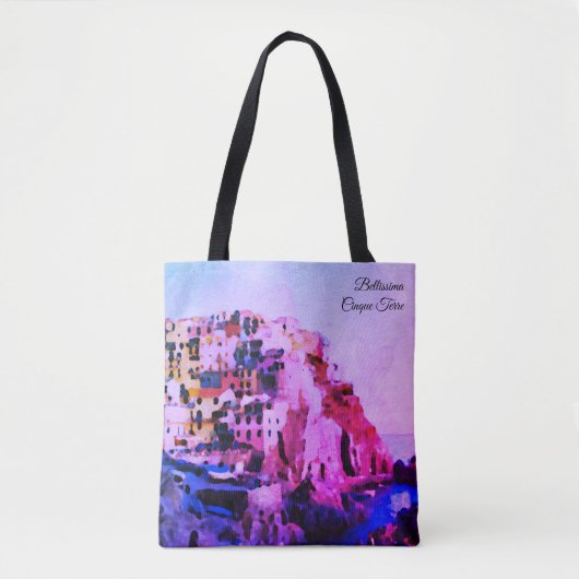 Tote Bag ** Bellissima * Italia Langue Cinque Terre (Devant)