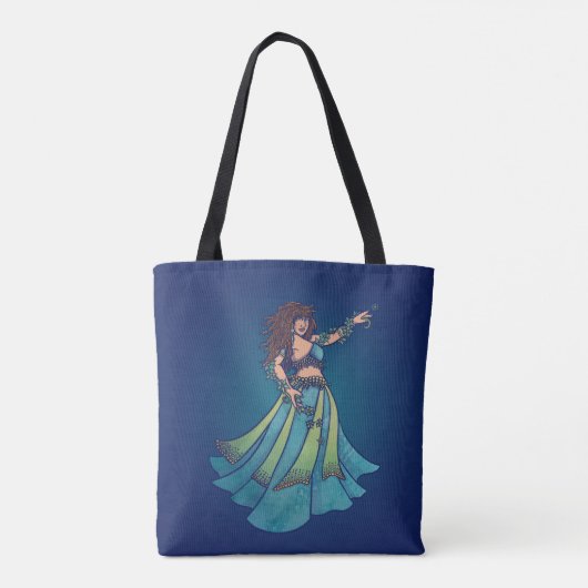Tote Bag Belly Dancer Ruby Teal Art (Dos)