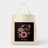 Tote Bag Béni Par Dieu Aimé Par Jésus Foi Tournesol Rose (Devant)
