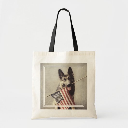 Tote Bag Berger Allemand Avec Drapeau US (Devant)