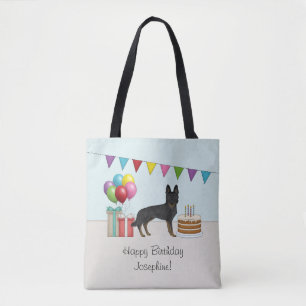 Tote Bag Berger Allemand Bi-Noir Coloré Joyeux Anniversaire