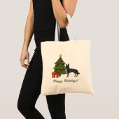 Tote Bag Berger Allemand Bi-Noir Et Arbre De Noël Vert (Devant (produit))