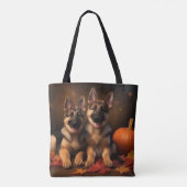 Tote Bag Berger Allemand Chiot Citrouille d'automne (Dos)