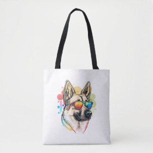 Tote Bag Berger allemand coloré Pop Art Papa Maman Amoureux