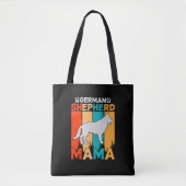 Tote Bag berger allemand MAMA, bleu jaune sur noir (Devant)