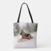 Tote Bag Berger allemand neige de Noël hiver (Dos)