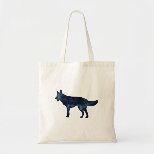 Tote Bag Berger allemand noir Aquarelle Silhouette (Devant)