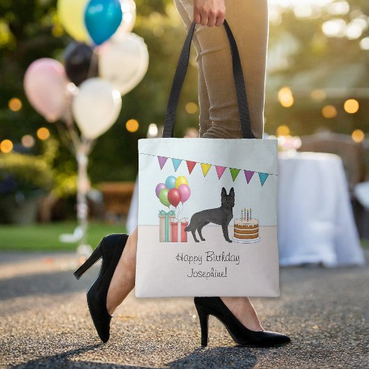 Tote Bag Berger Allemand Noir coloré Joyeux anniversaire