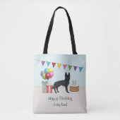 Tote Bag Berger Allemand Noir coloré Joyeux anniversaire (Devant)