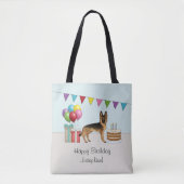 Tote Bag Berger Allemand Noir Et Tan Coloré Anniversaire (Devant)