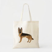 Tote Bag Berger Allemand Noir Et Tan Dessin De Chien GSD Cu (Devant)