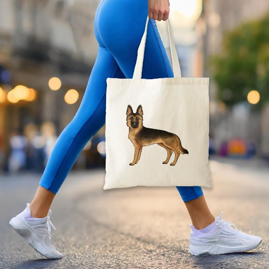 Tote Bag Berger Allemand Noir Et Tan Dessin De Chien GSD Cu