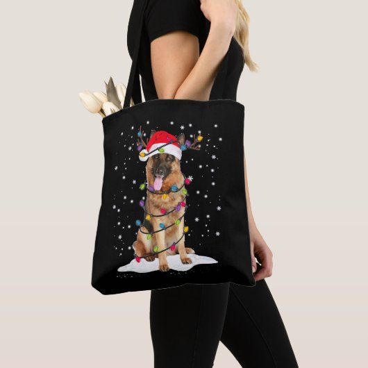 Tote Bag Berger allemand sapin de Noël Pyjama Chien clair (De près)