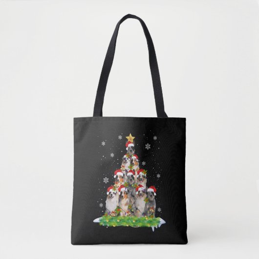 Tote Bag Berger australien Aussie Arbre ornemental de Noël (Devant)
