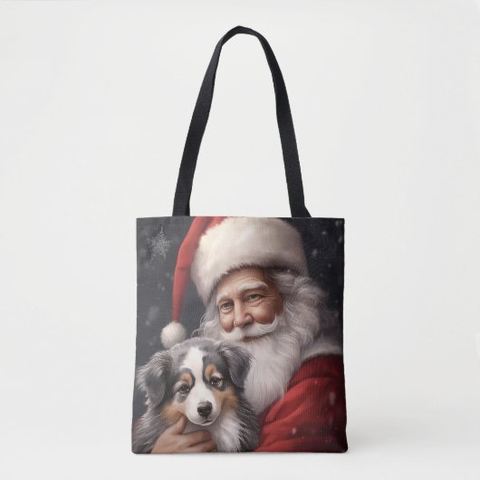 Tote Bag Berger australien avec Noël du Père Noël (Devant)