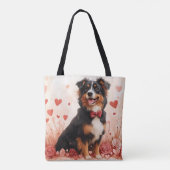 Tote Bag Berger australien avec Rose - Saint Valentin (Dos)