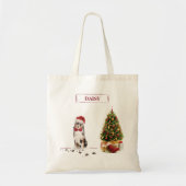 Tote Bag Berger australien Chien de Noël drôle avec arbre (Devant)