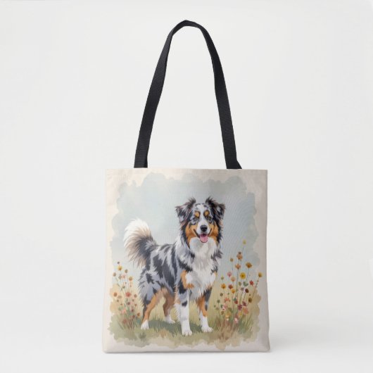 Tote Bag Berger Australien Merle Queue Longue (Devant)