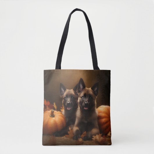 Tote Bag Berger belge Chiot Automne Citrouille de plaisir (Devant)