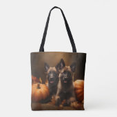 Tote Bag Berger belge Chiot Automne Citrouille de plaisir (Dos)