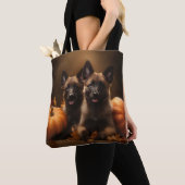 Tote Bag Berger belge Chiot Automne Citrouille de plaisir (De près)