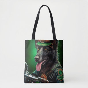 Tote Bag Berger belge conduisant un vélo la Saint-Patrick