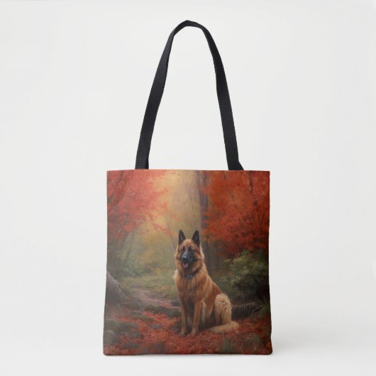 Tote Bag Berger belge en automne Leaves automne Inspire (Devant)