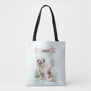 Tote Bag Berger des Pyrénées Aquarelle Chien Personnalisé