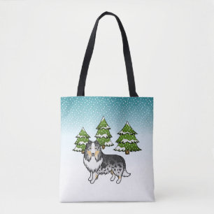 Tote Bag Berger des Shetland Blue Merle dans une forêt hive