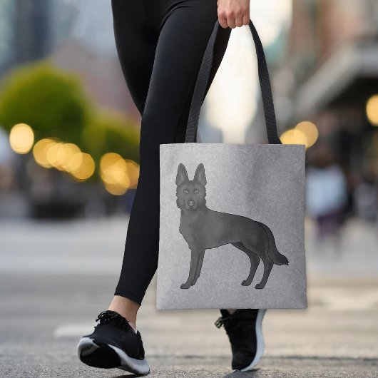 Tote Bag Berger noir allemand mignon dessin chien gris