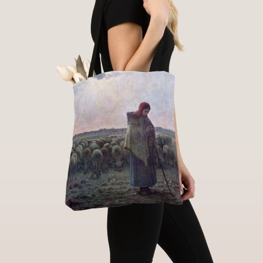 Tote Bag Bergère avec son troupeau, Jean-François Millet (De près)