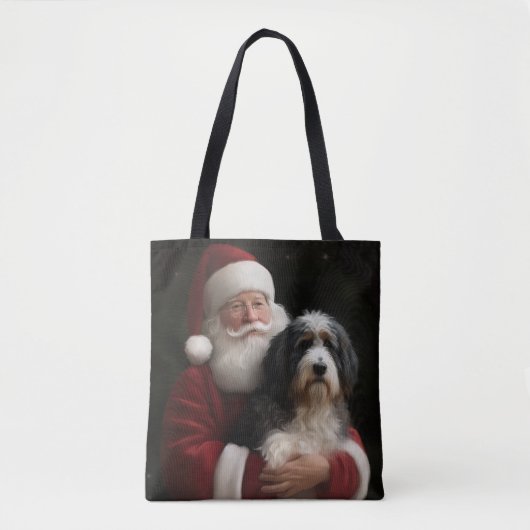 Tote Bag Bernedoodle avec Noël Festif du Père Noël (Devant)
