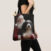 Tote Bag Bernedoodle avec Noël Festif du Père Noël (De près)