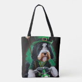 Tote Bag Bernedoodle Chien conduisant vélo St. Patrick's Da (Dos)