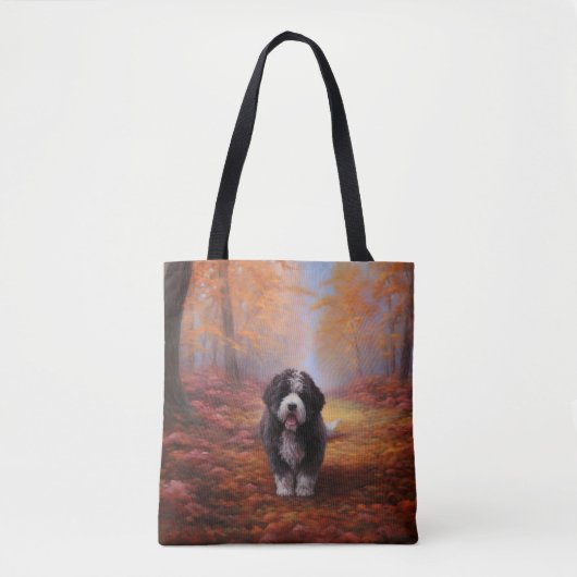 Tote Bag Bernedoodle en automne Leaves automne Inspire (Devant)
