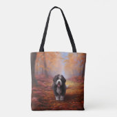 Tote Bag Bernedoodle en automne Leaves automne Inspire (Dos)