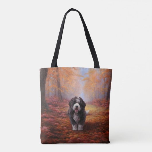 Tote Bag Bernedoodle en automne Leaves automne Inspire (Dos)