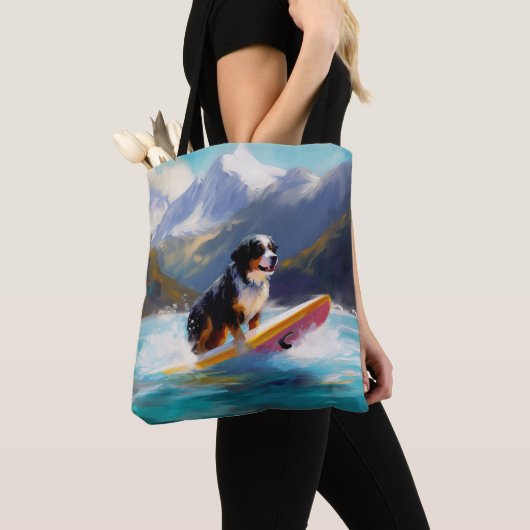 Tote Bag Bernese Mountain Beach Surf Paining (De près)