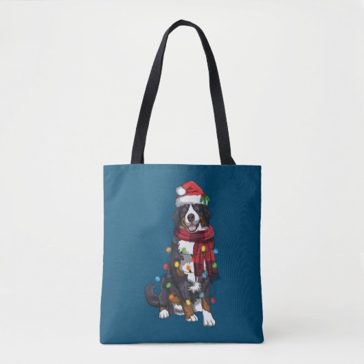 Tote Bag Bernese Mountain Christmas Light Amant chien drôle (Devant)