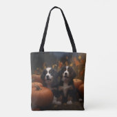 Tote Bag Bernois Montagne Chiot Automne Citrouille (Dos)