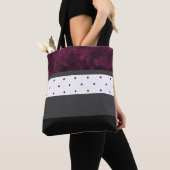 Tote Bag Bérry Charcoal Polka Dot Stripes (De près)