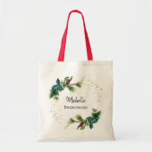 Tote Bag Berry rouge à feuillage persistant Mariage d'hiver (Devant)