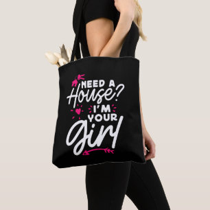 Tote Bag Besoin d'une maison Je suis votre fille Maison clé