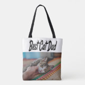 Tote Bag Best Chat Papa Photo Texte noir (Dos)