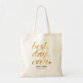 Tote Bag Best Day Ever| Glossy Golden Wedding Welcome Gift (Devant)
