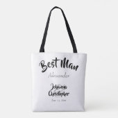 Tote Bag Best Man Black & White Bold Nom du script Mariage (Dos)