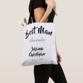 Tote Bag Best Man Black & White Bold Nom du script Mariage (De près)
